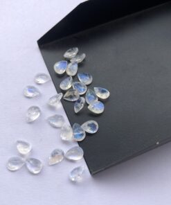 4x3mm Natural Rainbow Moonstone Pear Cut Gemstone