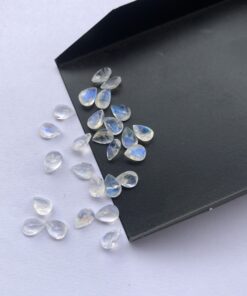 5x4mm Natural Rainbow Moonstone Pear Cut Gemstone