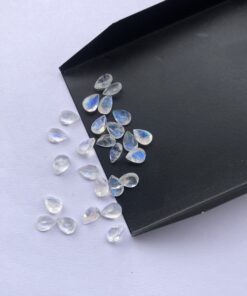 4x5mm Natural Rainbow Moonstone Faceted Pear Cut Gemstone
