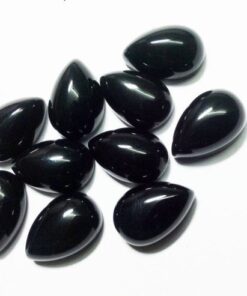 14x10mm Natural Black Onyx Smooth Pear Cabochon