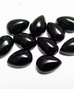 3x5mm Natural Black Onyx Smooth Pear Cabochon