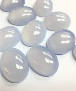 12x10mm Natural Blue Chalcedony Smooth Oval Cabochon