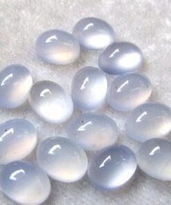 3x4mm Natural Blue Chalcedony Smooth Oval Cabochon