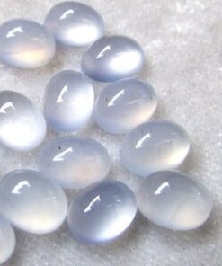 4x5mm Natural Blue Chalcedony Smooth Oval Cabochon