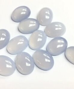 4x6mm Natural Blue Chalcedony Smooth Oval Cabochon