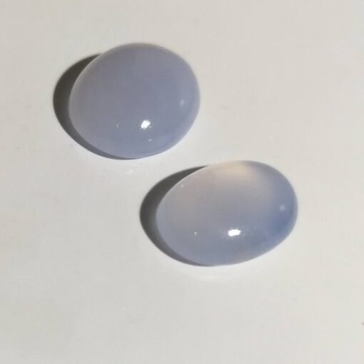 10x8mm Natural Blue Chalcedony Smooth Oval Cabochon