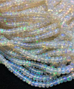 Shop Natural Blue Green Ethiopian Opal Smooth Rondelle Beads