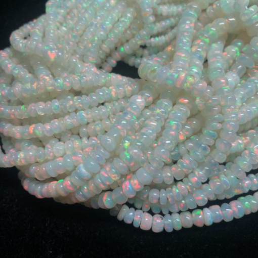 Shop Natural White Milky Ethiopian Opal Smooth Rondelle Beads