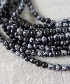 Shop 4mm Natural Snowflake Obsidian Smooth Round Beads