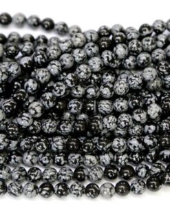 Shop 6mm Natural Snowflake Obsidian Smooth Round Beads
