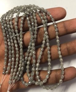 Shop AAA Gray Diamond Faceted Oval Barrel Beads Strand