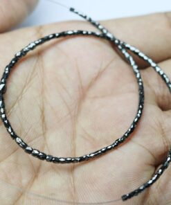 Shop AAA Black Diamond Faceted Long Pipe Tube Beads Strand