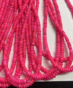 Natural Hot Neon Pink Ethiopian Opal Smooth Rondelle Beads Strand