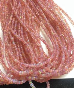 Natural Rose Pink Ethiopian Opal Smooth Rondelle Beads Strand