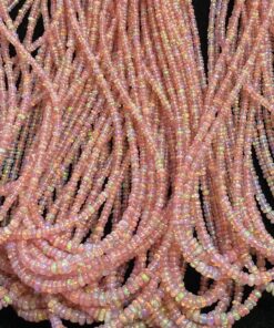 Natural Rose Pink Ethiopian Opal Smooth Rondelle Beads Strand