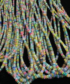 Natural Disco Multi Ethiopian Opal Smooth Rondelle Beads Strand
