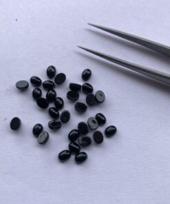 6x4mm Natural Black Onyx Smooth Oval Cabochon