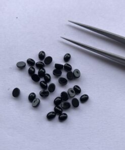 5x4mm Natural Black Onyx Smooth Oval Cabochon