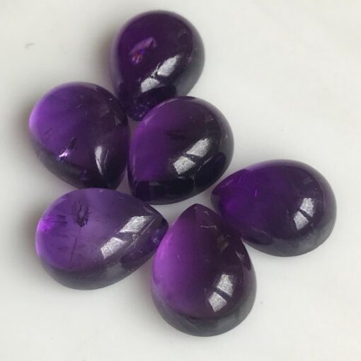 10x12mm Natural Amethyst Smooth Pear Cabochon