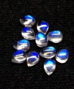 4x3mm Natural Rainbow Moonstone Pear Cabochon