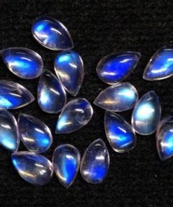 6x4mm Natural Rainbow Moonstone Smooth Pear Cabochon