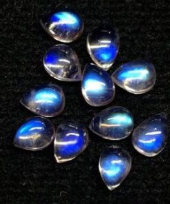 6x8mm Natural Rainbow Moonstone Pear Cabochon