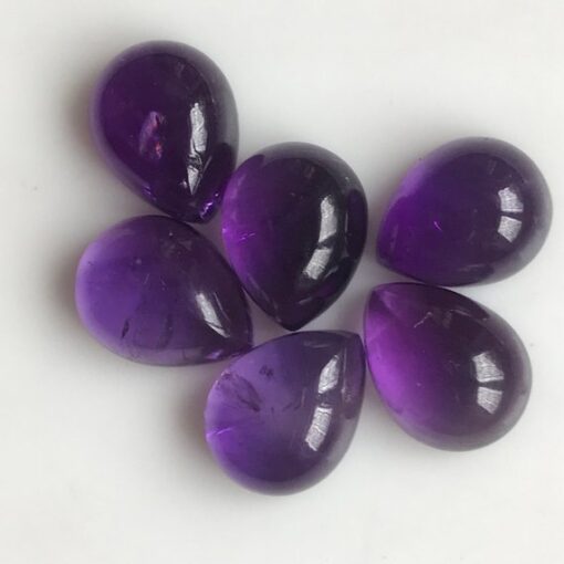 8x10mm Natural Amethyst Smooth Pear Cabochon