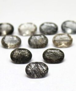 6x4mm black rutile oval cut