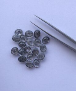 6x8mm Natural Black Rutile Smooth Oval Cabochon