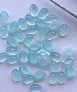 7x5mm Natural Aqua Chalcedony Oval Cabochon