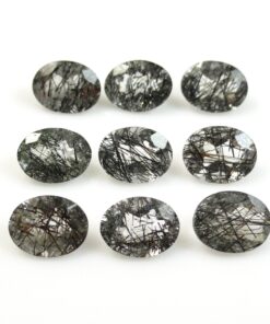 6x8mm black rutile oval cut