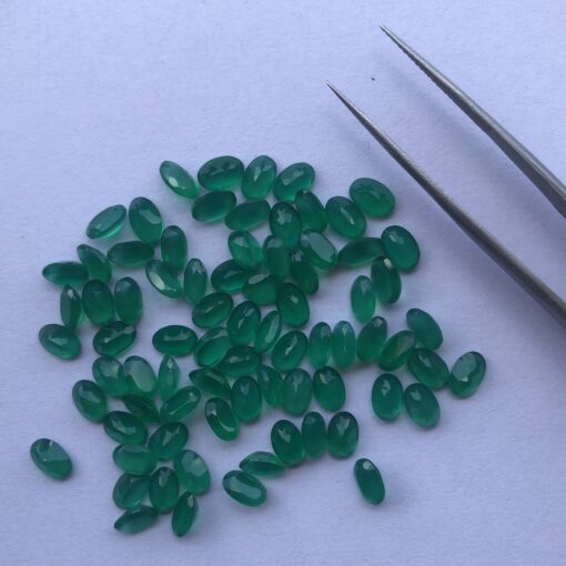 6x8mm Natural Green Onyx Oval Cut Gemstone