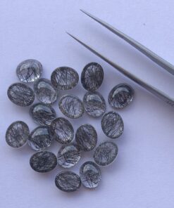 8x10mm Natural Black Rutile Smooth Oval Cabochon