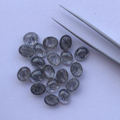 8x10mm Natural Black Rutile Smooth Oval Cabochon