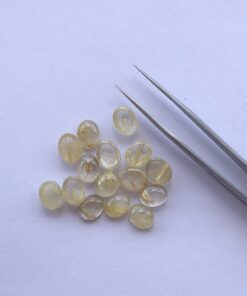 6x8mm Natural Golden Rutile Smooth Oval Cabochon