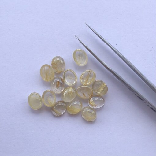 6x8mm Natural Golden Rutile Smooth Oval Cabochon