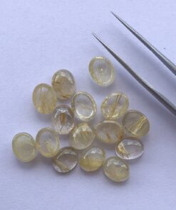 8x10mm Natural Golden Rutile Oval Cabochon