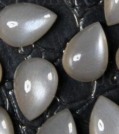 14x10mm Natural Gray Moonstone Smooth Pear Cabochon