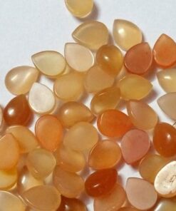 4x5mm Natural Peach Moonstone Smooth Pear Cabochon