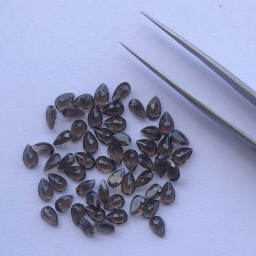 6x4mm Natural Smoky Quartz Pear Cut Gemstone