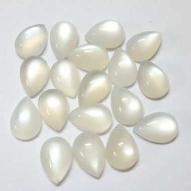 8x6mm Natural White Moonstone Smooth Pear Cabochon
