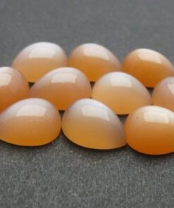 8x6mm Natural Peach Moonstone Smooth Pear Cabochon