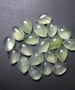 5x7mm Natural Prehnite Smooth Pear Cabochon