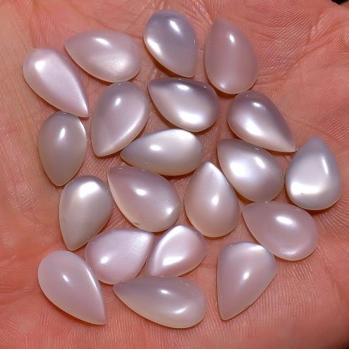 9x7mm Natural White Moonstone Smooth Pear Cabochon