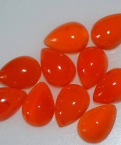 9x7mm Natural Carnelian Smooth Pear Cabochon