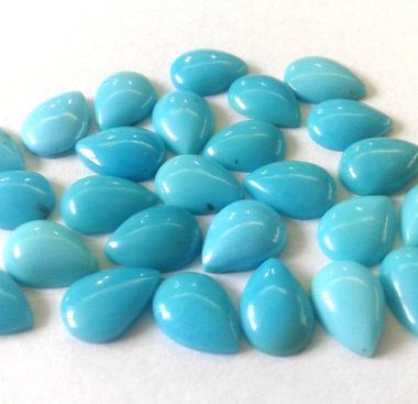 10x8mm Natural Sleeping Beauty Turquoise Smooth Pear Cabochon