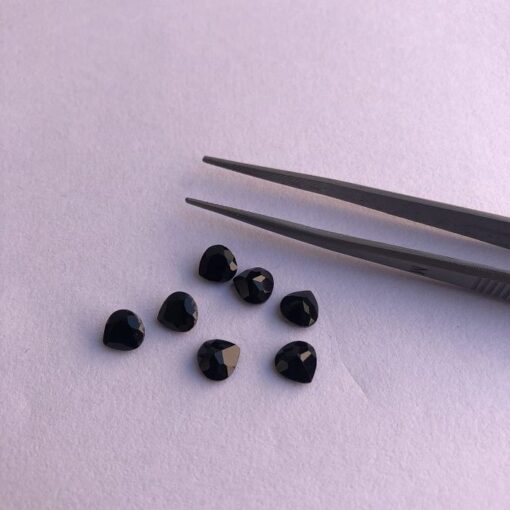 4mm Natural Black Spinel Heart Cut Gemstone