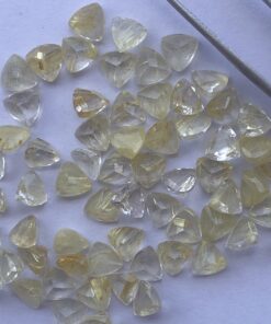 8mm Natural Golden Rutile Trillion Cut Gemstone