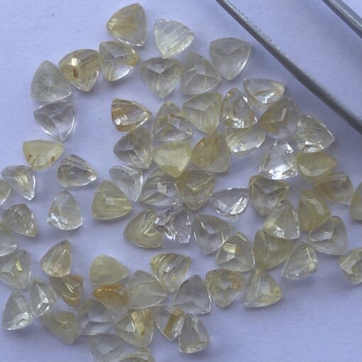 8mm Natural Golden Rutile Trillion Cut Gemstone