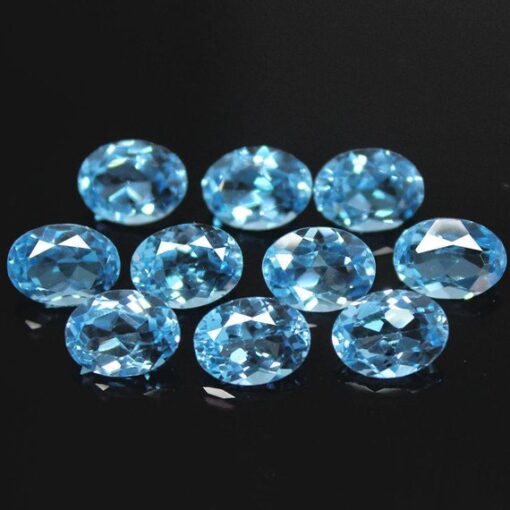 12x10mm Natural Swiss Blue Topaz Faceted Oval Cut Gemstone